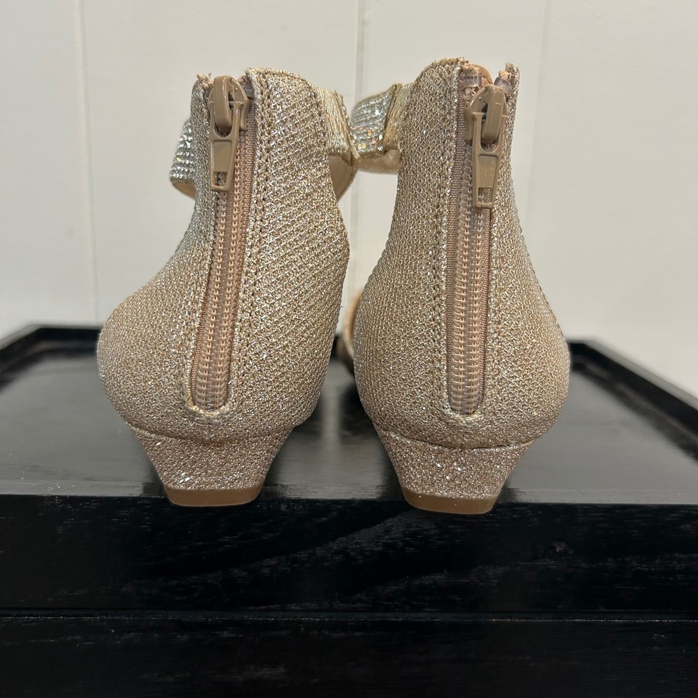 Dream Pairs Amiga-Shine Gold Glitter Rhinestone Ankle Strap Wedge Flats 6.5 - Picture 3 of 12